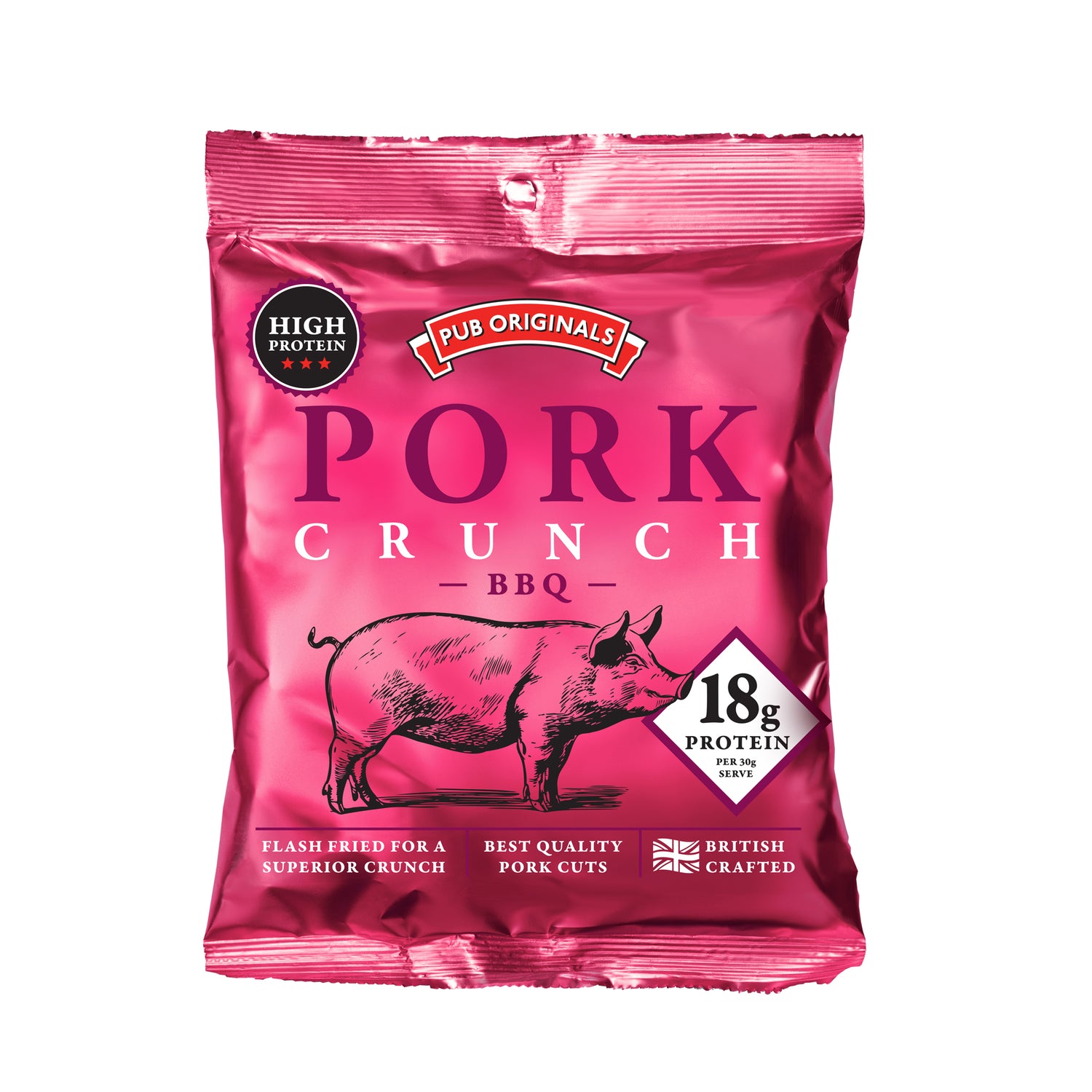 BBQ Pork Crunch pink packet from Pub Originals