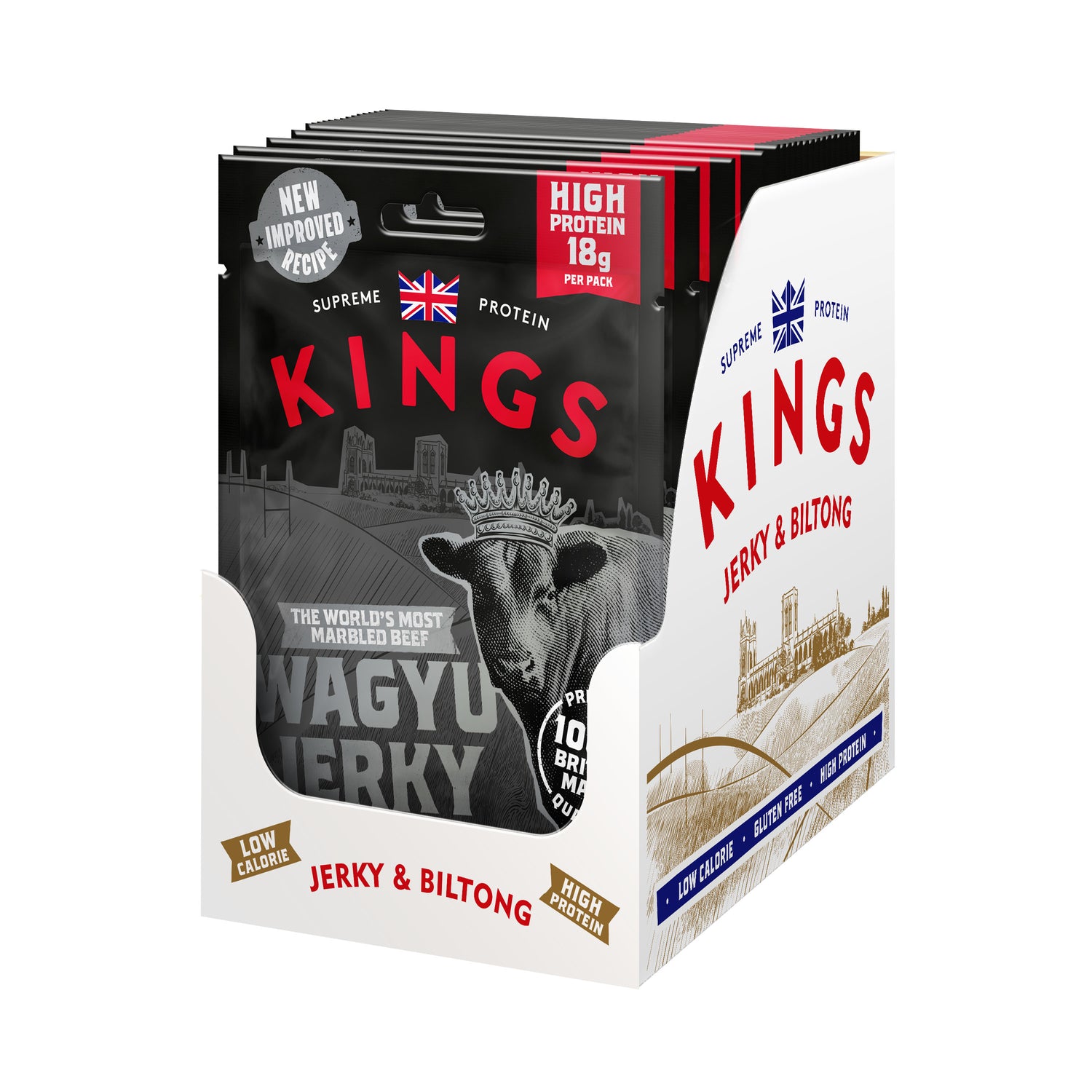 Kings Wagyu Beef Jerky packaging on a white background