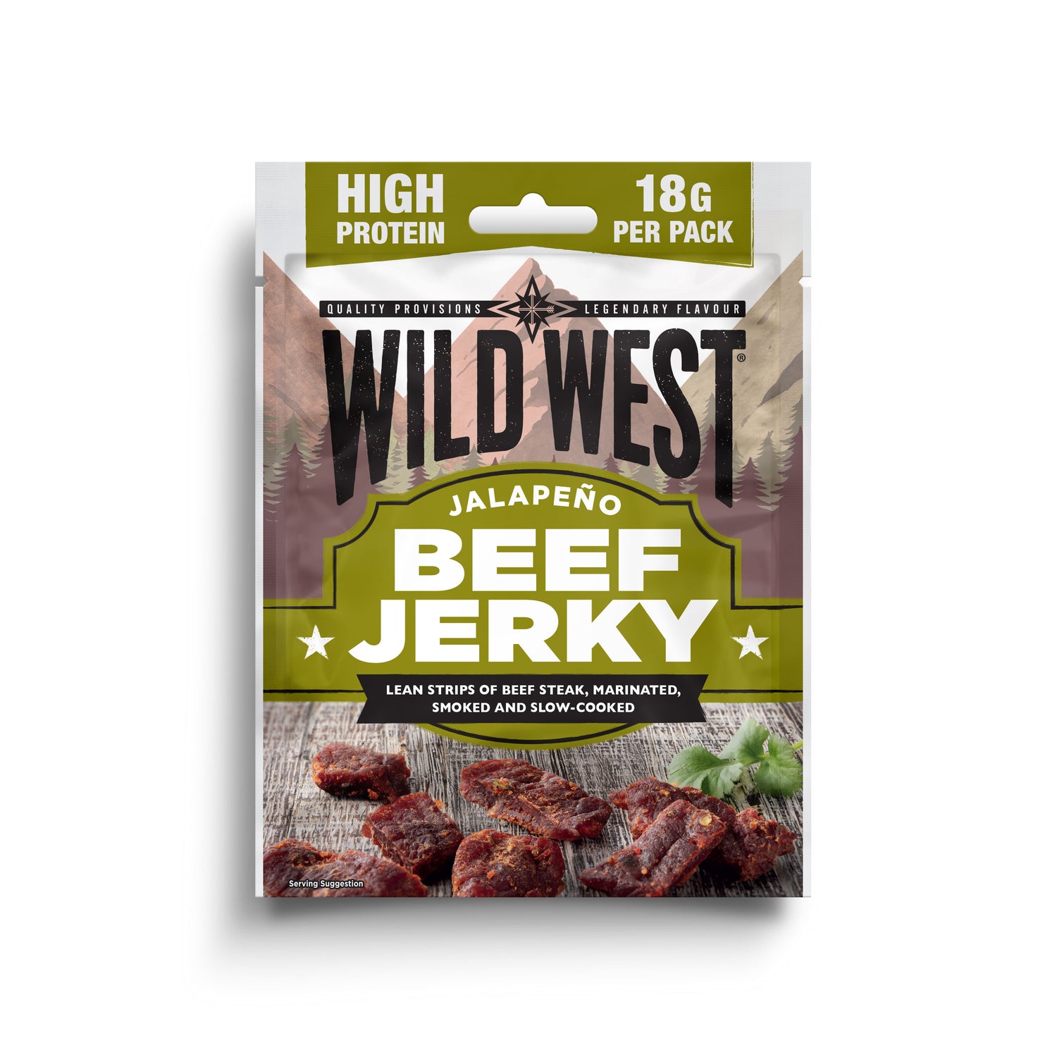 Pack of Wild West Jalapeno Beef Jerky on a white background