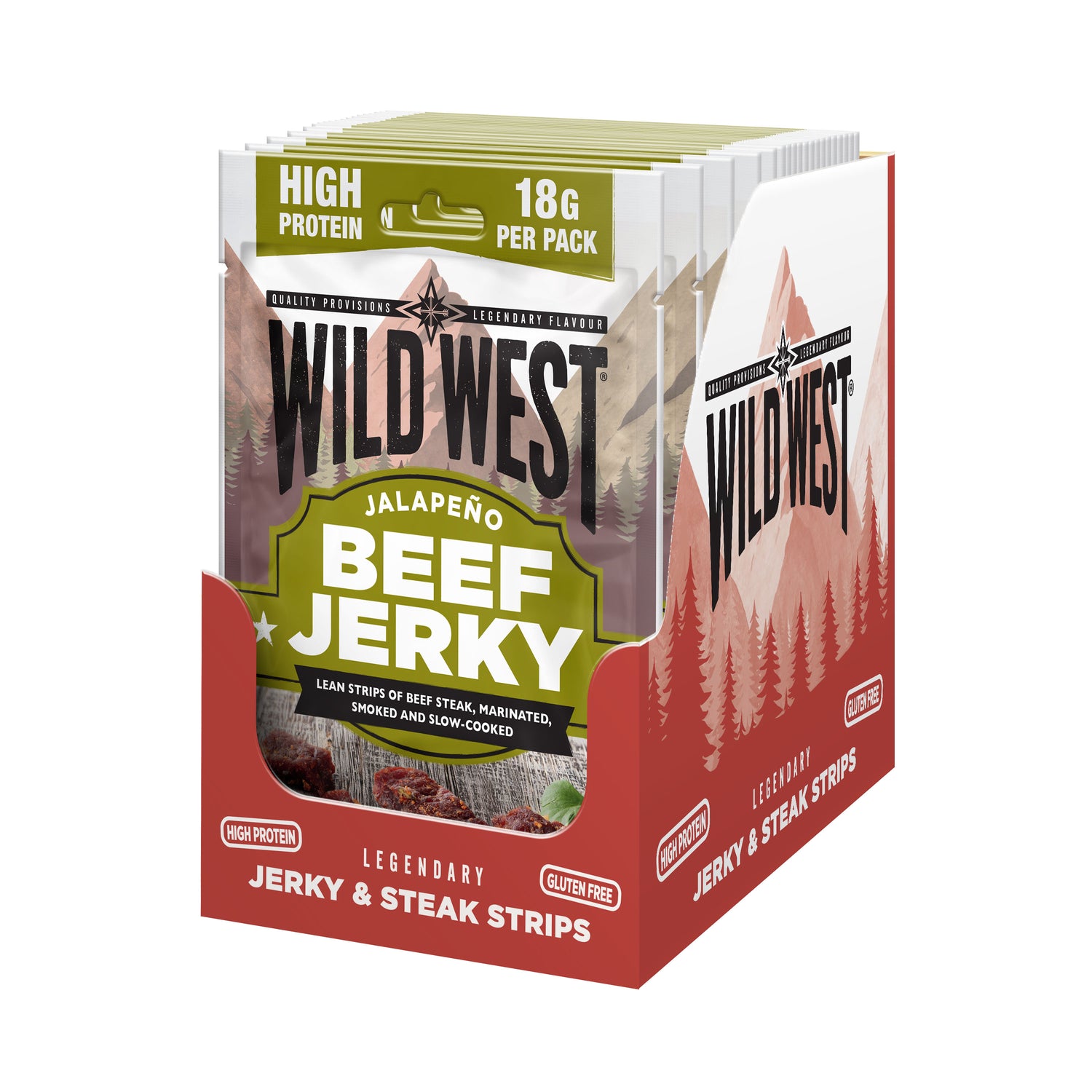 Box of Wild West Jalapeno Beef Jerky on a white background