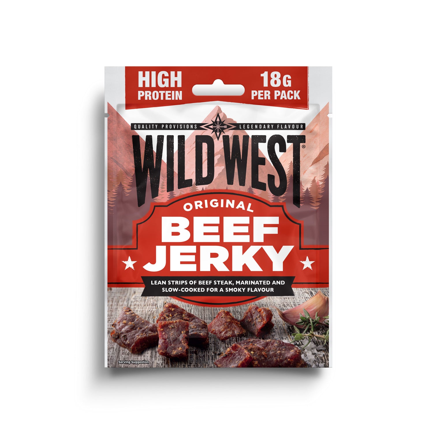 Wild West beef jerky package on a white background