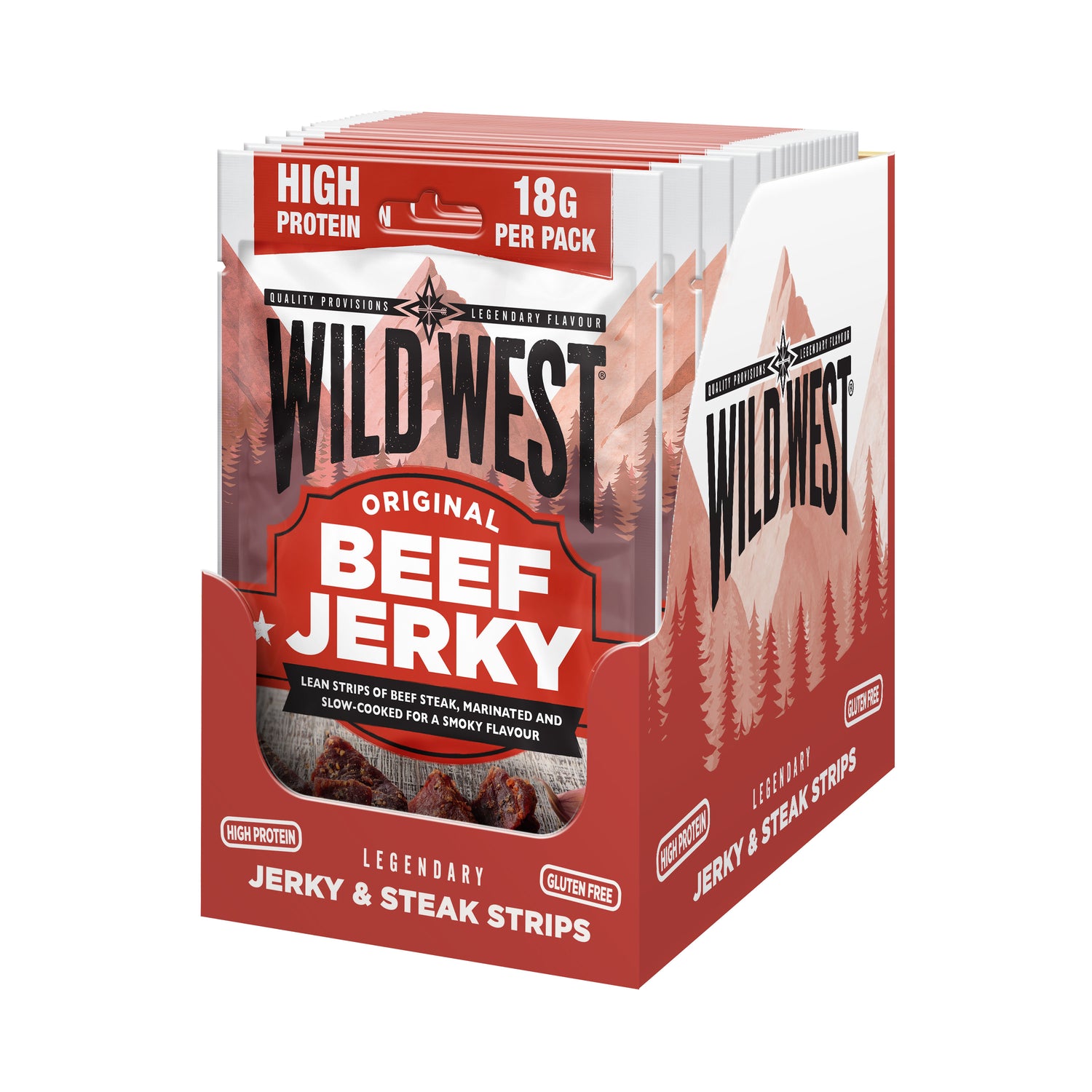 Box of Wild West Original Beef Jerky on a white background