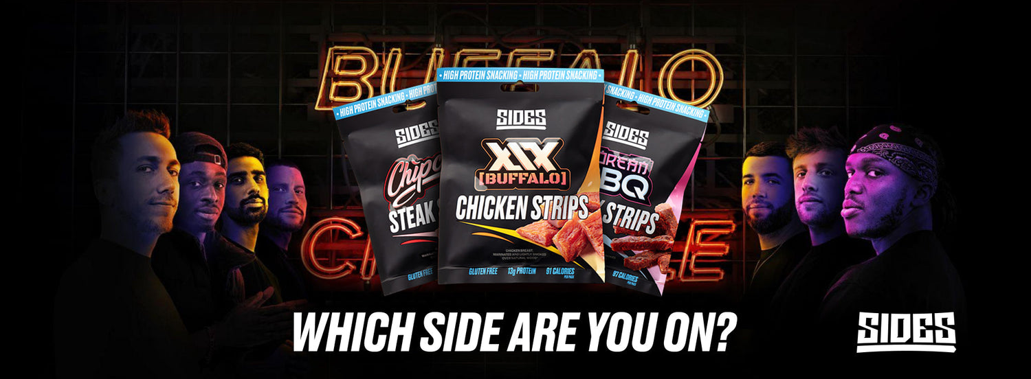 Packs of SIDES Jerky Strips from the Sidemen's Meaty Snack Collection