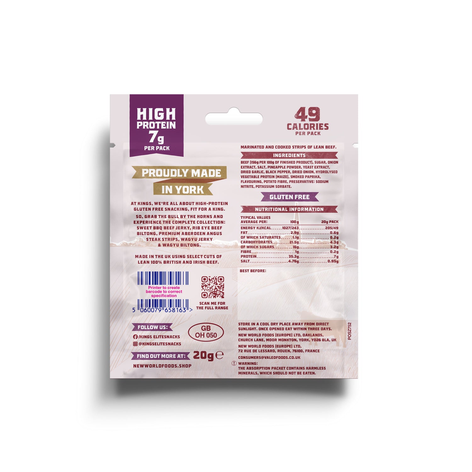 Kings Smokey BBQ Flavour Beef Jerky