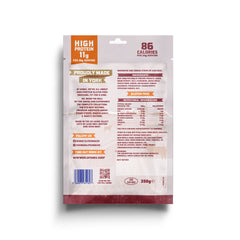 Back of Kings Sweet BBQ Flavour Beef Jerky packaging with nutritional information on a white background