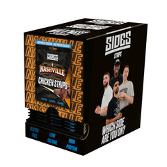 Multipack box of Sides Nashville Chicken Strips with branding and product information on a white background